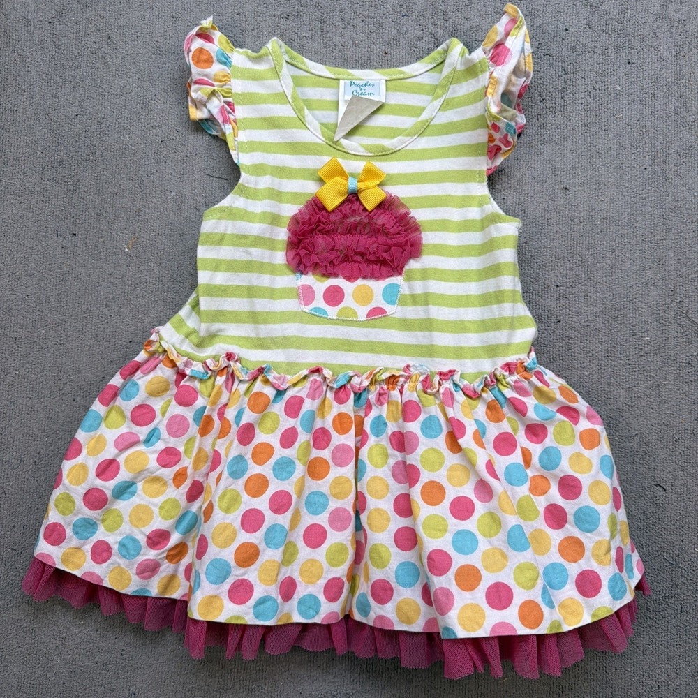 Peaches‎ N Cream Cupcake Birthday Tulle Dress Polka Dot 18-24M